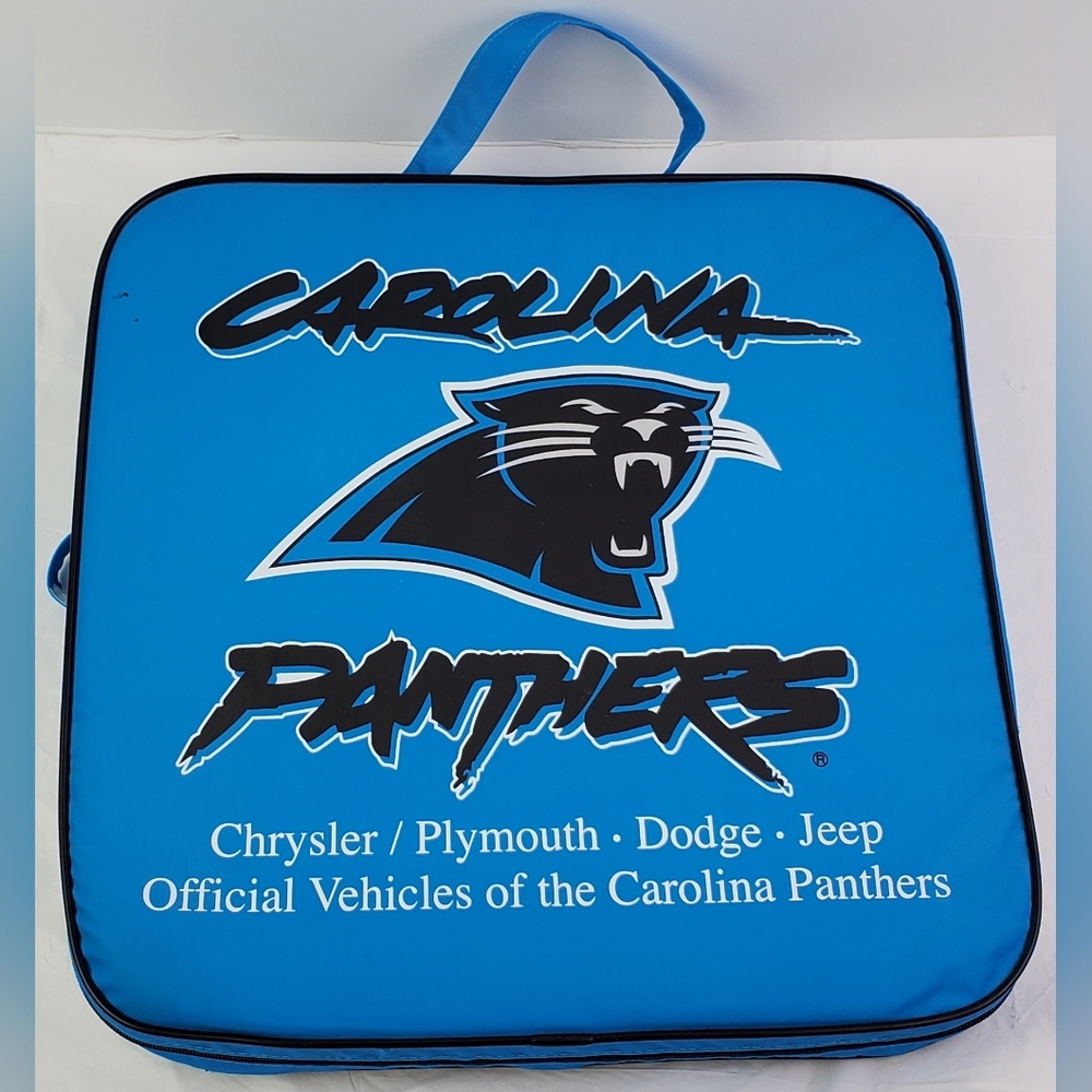 Carolina Panthers VTG Stadium Cushion w/ Zip Pocket 14" × 14" SEE PHOTOS - GUC